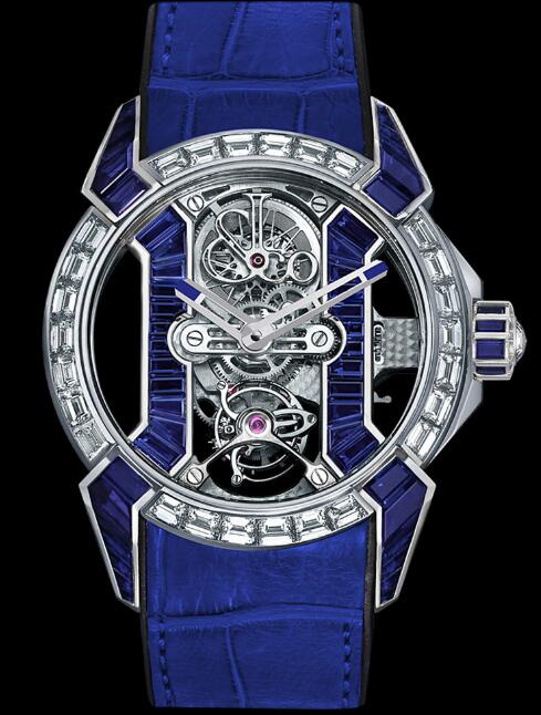 Review Jacob & Co Epic X Tourbillon Baguette Blue Sapphires EX500.30.BD.BB.A Replica watch